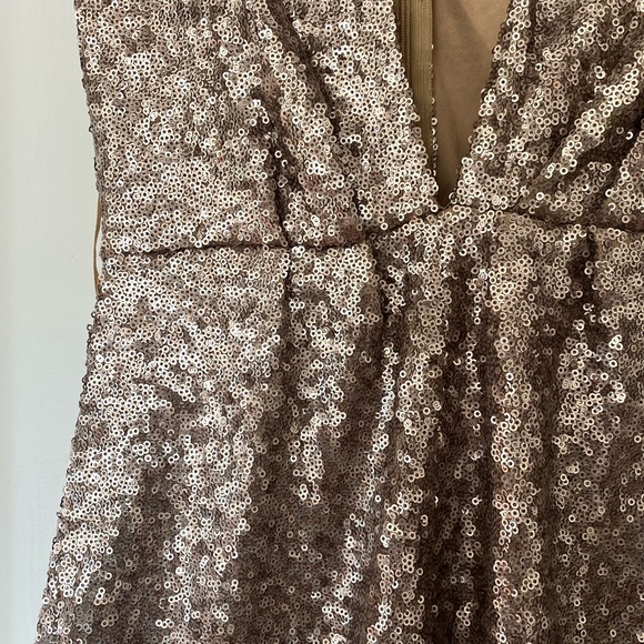 TIBI Gold Sequin Plunge Romper - Picture 1 of 3